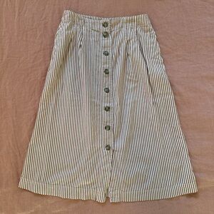 Rust and Cream Pleated Striped Skirt by Madewell 🍅